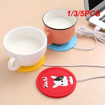 1/3/5 ADET Roman USB Güç Kaynağı Çay Kahve Fincanı kupa ısıtıcı ısıtma fincan Mat Pad Bardak Ofis Gadget Karikatür Ahşap