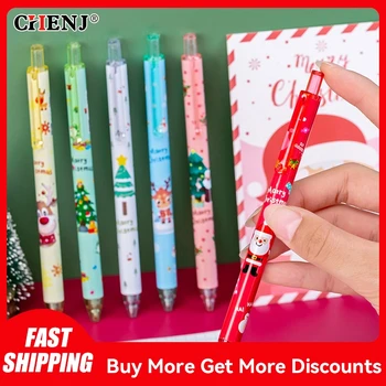 1/6 adet Noel Jel Kalemler 0.5 mm Siyah Mürekkep Geri Çekilebilir Kalem Yazma İçin Güzel İmza Kalemler Okul Ofis Tedarikçileri Çocuklar Hediyeler