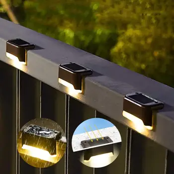 1 adet güneş LED ışıkları açık bahçe lambası güverte lambası güneş merdiven ışık su geçirmez güneş adım lambası veranda bahçe dekor 3 renkler