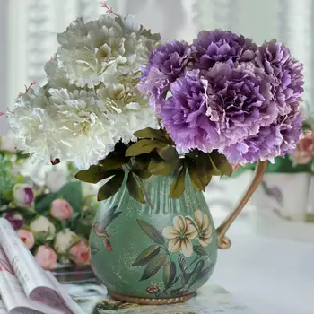 1 Buket Şık Romantik Renkli yapay Çiçek Düğün Parti Yapay Sahte Ebegümeci Çiçek Sahne Düzeni Prop
