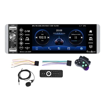 1 Din Autoradio Bluetooth MP5 Çalar 5.1 İnç Araba Radyo Stereo IPS Dokunmatik Ekran İle Kablosuz Carplay Android Otomatik