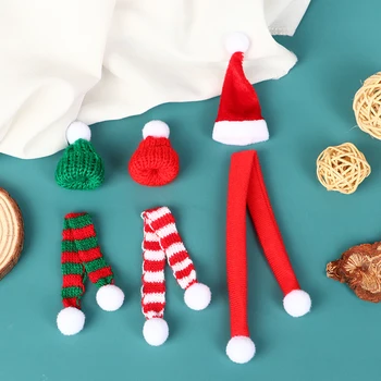 1 Takım Noel Mini Bebek Eşarp ve Şapka Dekor oyuncak bebek giysileri Aksesuar Şapkalar Oyuncak
