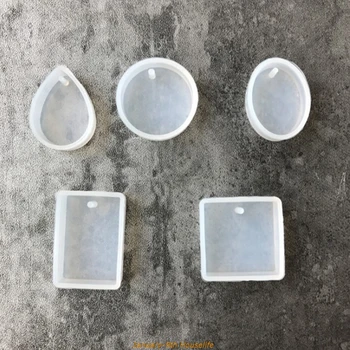 1 Takım Yuvarlak Kare Oval Waterdrop Dikdörtgen Şekli Delik silikon kalıp DIY Zanaat Epoksi Reçine Kalıpları Kolye Kolye Kalıp