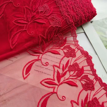 10 metre Kırmızı Nakış Çiçek Dantel Trim Etek Etek İç Çamaşırı Dikiş Malzemesi Zanaat DIY giyisi kumaşları Dantel