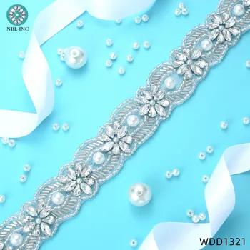 (10 metre) toptan gümüş el dikili kristal rhinestone aplike süsü demir on dikmek düğün akşam elbise için WDD1321