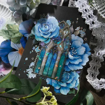 10 Yaprak Çıkartmalar mavi aşk serisi vintage bitkiler ve çiçekler DIY malzeme dekoratif çıkartmalar el kitabı Scrapbooking 6 stilleri
