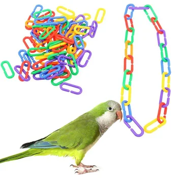 100 adet Plastik C-klip Kanca Zincir Linkler Rastgele Renk Papağan C-link Kanca Çiğnemek Oyuncaklar Papağan Kanca Bağlantı Zinciri Kuş Oyuncaklar