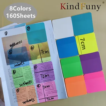 160 Yaprak 8 Renk Şeffaf Yapışkan Notlar 7 * 7CM Sıyrıklar Etiket Notu Yayınlanmıştır Açık Not Defteri Okul Kırtasiye Ofis Malzemeleri