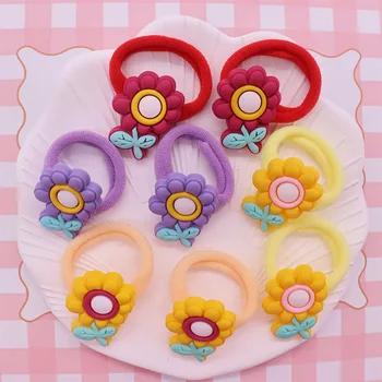 2 Adet / takım Renkli Çiçek saç aksesuarları Çocuk lastik bantlar Scrunchies Elastik saç bantları Kızlar Kafa Bandı Süslemeleri Bağları
