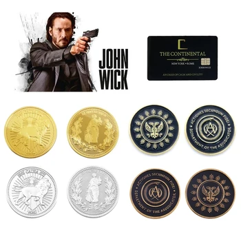 20 adet / grup John Fitil Film Altın Sikke Cosplay Continental Otel Kartı Hakem Siyah Madalyon Keanu Reeves Hayranları Koleksiyonu Prop