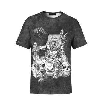 2023 Erkek Moda Rahat Seti Viking Godfather 3D baskılı tişört Moda Gevşek ve Rahat yazlık kısa kollu t-shirt Üst