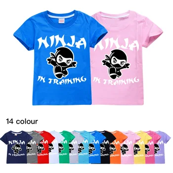 2023 NİNJA KİDZ Erkek T-shirt Kız T Shirt Yaz Pamuk Çocuk Üstleri Karikatür Grafik Tees Komik Harajuku Çocuk O-Boyun Tshirt