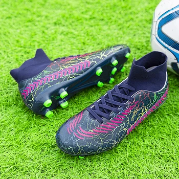 2023 YENİ Erkek futbol ayakkabıları Yetişkin Çocuklar Yüksek Ayak Bileği futbol kramponları Cleats Çim Eğitim Spor Ayakkabı 2023 erkek Spor Ayakkabı