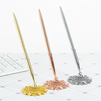 24 ADET Zincir Siyah Jel Kalemler Masa Sabit Yazı Standı Hassas İş Metal Zarif Tükenmez Dikey Ofis
