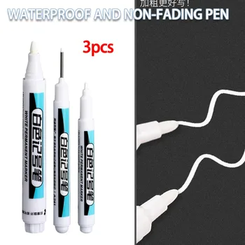 3 takım Beyaz işaretleyici kalem Su Geçirmez Lastik Boyama Dizüstü Lastik Sırtı Çevre Kalemler Kırtasiye Yazma Okul Malzemeleri