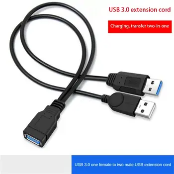 30cm USB 3.0 Dişi Çift USB Erkek Veri Hub Güç Adaptörü Y Splitter USB Şarj Güç kablo kordonu Uzatma Kabloları