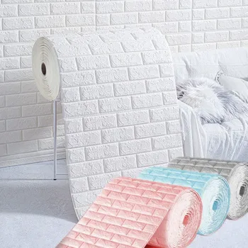 3D Kendinden yapışkanlı Köpük Tuğla Kalınlaşmak Duvar Kağıdı Su Geçirmez ve Yağa Dayanıklı DIY Duvar Kağıdı Duvar Kağıtları Ev Dekor 3d Duvar Kağıdı