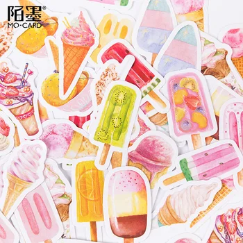 46 adet/kutu Kawaii Mini Çıkartmalar Güzel Dondurma Buz Lolly Koni Otomat DIY Dekoratif Kağıt Mühür Çıkartmalar