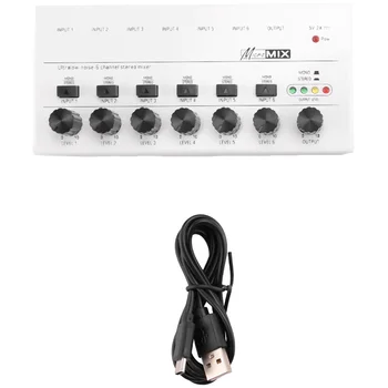 6 Kanal ses mikseri Mini Stereo Mikser Profesyonel ses mikseri 6.35 MM Düşük Gürültü USB Mikser Kayıt Stüdyosu için, Beyaz