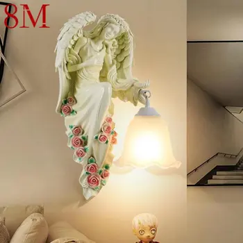 8 M Modern melek duvar ışık kapalı LED beyaz yaratıcı avrupa reçine aplik lambası dekor ev oturma odası yatak odası
