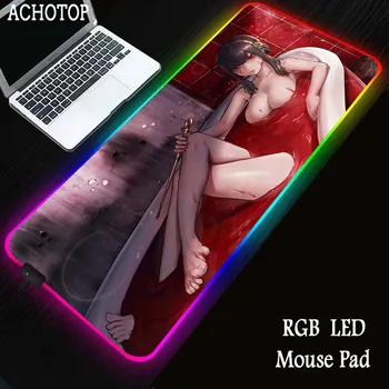 Anime Seksi kız RGB Oyun Arkadan Aydınlatmalı Mousepad Gamer Hız Aksesuarları Klavye Pedleri Bilgisayar Mouse Pad LED Büyük Fare Mat XXXL