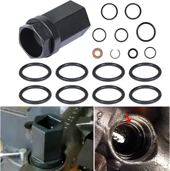 ANX Yüksek Basınçlı Yağ Rayı Topu Tüp / Meme Fincan Soket Temizleme Aracı ve O-ringler ve Enjektör Mühür Kiti Ford 6.0 L Dizel 2003-2007