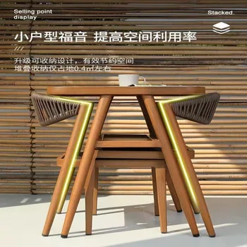 Balkon küçük masa ve sandalyeler, moda çay masası ve sandalye kombinasyonu, basit okuma, bir masa, iki sandalye, ev l