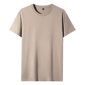 Basit Pamuklu Büyük Boy erkek t-shirtü Yaz Rahat Düz Renk Kısa Kollu Tee Tops 2023 Yeni Yüksek Kaliteli y2k T Gömlek Homme