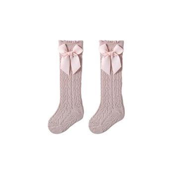 Bebek Bebek Kız Uzun Çorap Prenses Düz Renk Sevimli İlmek Çorap İlkbahar Yaz İnce Örgü Over-The-Diz Çorap