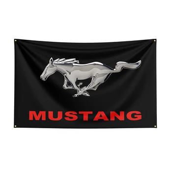 decor1 için 90x150cm Mustangs Bayrak Polyester Baskılı Araba Yarışı Afiş