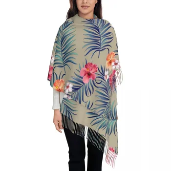 Dikişsiz Dikey Desen palmiye Yaprakları Ebegümeci Çiçek Bayan Sıcak Kış Infinity Eşarp Seti Battaniye Eşarp Saf Renk
