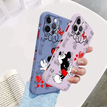 Disney Anime Mickey Minnie Sıvı Sol Halat Apple iPhone 15 14 13 12 11 XS XR X 8 7 SE Pro Ultra Max Artı Mini Telefon kılıfı