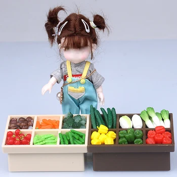Dollhouse Arabası Yemek Sepeti Depolama Raf Modeli mutfak mobilyası Aksesuarları Bebek Evi Dekor Oyuncak Hediye