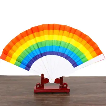 El fanı Katlanabilir Büyük Su Geçirmez Gurur Fan Renkli El Fan Gökkuşağı Parti Dekorasyon LGBT Gurur Ay Fanlar El