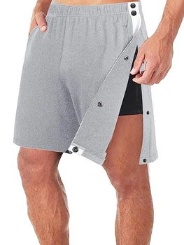 Erkek rahat yaz şort Patchwork elastik bel gevşek kısa pantolon yan düğmeler ve yan cepler ile