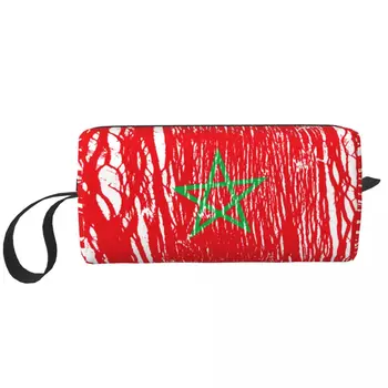 Fas Fas Ulusal Bayrak Kozmetik Çantası Kadınlar için Makyaj Çantaları Seyahat Fermuar makyaj çantası Organizatör saklama çantası