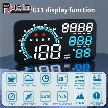 G11 HUD GPS Head Up Display Araba Kilometre Kilometre Sayacı LED Ekran Cam Projektör Aşırı Hız Yorgunluk Sürüş Alarm Fonksiyonu