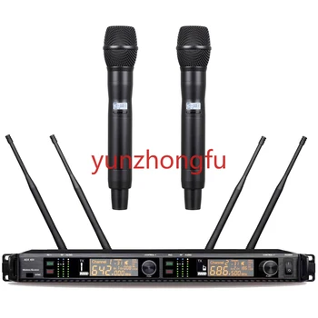 Gelişmiş ADX400 UHF 2X200 Kanal El Dijital Kablosuz Mikrofon DJ Karaoke Sahne Gerçek Çeşitlilik Sistemi