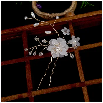 Göz kamaştırıcı 2 Adet U Şekli Tokalar El Yapımı Çiçek Bakır Tel Mücevher Headdress Cheongsam Han Elbise Çay Giyim Elbise
