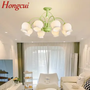 Hongcui yeşil tavanda asılı lamba LED yaratıcı aromaterapi mum tasarım kolye avize ışık ev yatak odası için