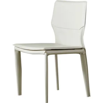 Işık lüks eyer deri yemek sandalyesi ev balkon yemek odası italyan minimalist tasarımcı sırtlı sandalye İskandinav tarzı net kırmızı ch