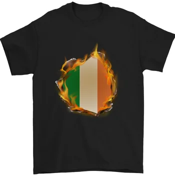 İrlandalı Habs Yangın Bayrağı İrlanda %100 % pamuklu tişört