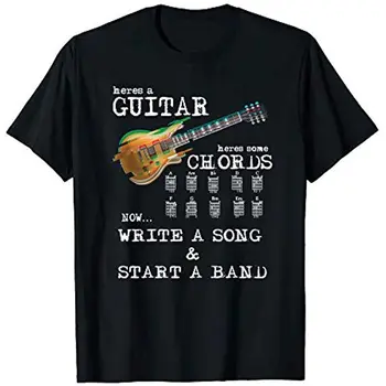 İşte Bazı Gitar Akorları Şimdi Bir Grup Rock Müzik Yıldızı T-Shirt %100 % Pamuk O-Boyun Kısa Kollu Rahat erkek tişört Boyutu S-3XL