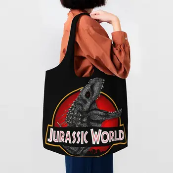 Jurassic Dünya Indominus Rex Tuval alışveriş çantası Kadın Dayanıklı Büyük Kapasiteli Bakkal Dinozor Film Tote alışveriş çantaları Çanta
