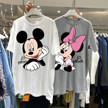 Kadın Tshirt Yaz Mickey Mouse Kore Gevşek Yarım kollu Yaz Büyük Boy Tshirt Harajuku Giyim Erkekler Kawaii Giysileri