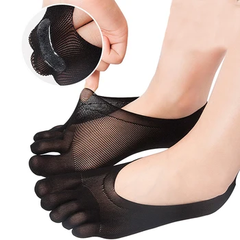 Kadın Yaz Beş parmak Çorap Kadın Ultra İnce Çorap Komik Ayak Görünmez Sokken Silikon anti-skid Nefes anti sürtünme
