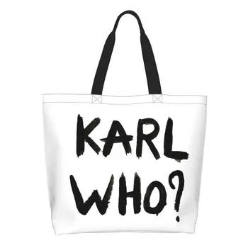 Karl Kim Bakkal alışveriş çantası Kadın Moda Tuval Alışveriş omuzdan askili çanta Büyük Kapasiteli Çanta