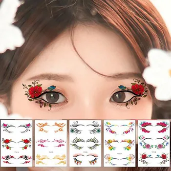 Kendinden Yapışkanlı Kirpik Dövme Etiket Renkli Ziyafet Makyaj Topu Göz Yüz Sticker Çıkartmaları Kadın Parti Güzellik Sanat Eyeliner Dekorları