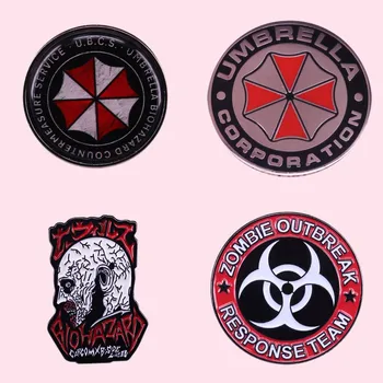 Klasikleri Biyolojik Tehlike Karşı Önlem Hizmeti Evil Resident Emaye Broş Pin Yaka İğneler Metal Rozetleri moda takı Aksesuarları