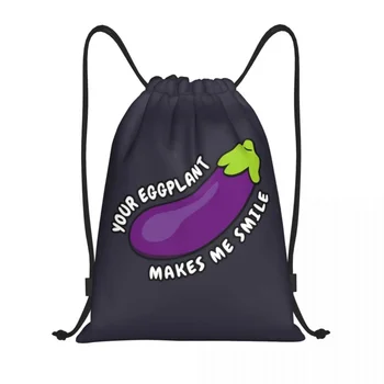 Komik Gıda Porno Patlıcan Şaka büzgülü sırt çantası Spor spor çanta Erkekler Kadınlar için Eğitim Sırt Çantası